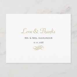 Minimale gouden trouwkaart bedanken briefkaart