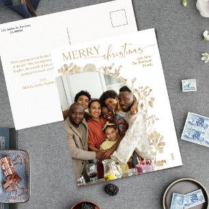 Minimale Gouden Typografie Boog Foto Kerstmis Briefkaart