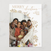 Minimale Gouden Typografie Boog Foto Kerstmis Briefkaart (Voorkant)