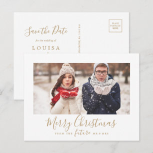 Minimale Gouden Vrolijk Kerstmis Bewaar de Datum F Feestdagenkaart