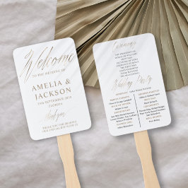 Minimale gouden & witte huwelijksceremonie handwaaier