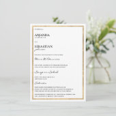 Minimale gouden witte typografie elegante bruiloft menu (Staand voorkant)