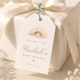 Minimale Gouden Zon Neutrale Baby Shower Bedankt Cadeaulabel