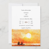 Minimale gouden zonsondergang picknick strand brui kaart (Voorkant)