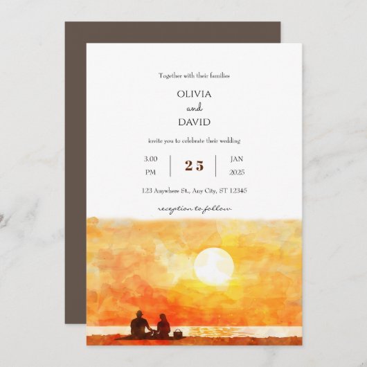 Minimale gouden zonsondergang picknick strand brui kaart (Voorkant / Achterkant)