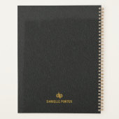 Minimale gouden zwart lederen textuur print planner (Achterkant)
