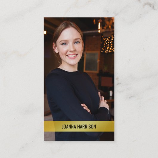 Minimale goudfoto van Elegant Modern Shimmery Gold Visitekaartje (Voorkant)