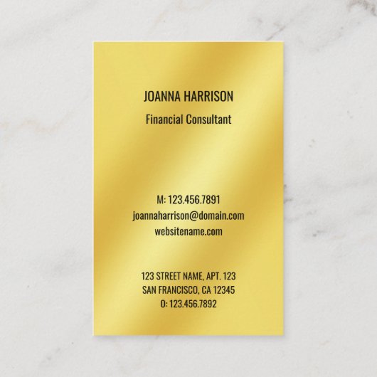 Minimale goudfoto van legant modern Europees goud Visitekaartje (Achterkant)