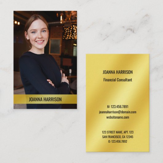 Minimale goudfoto van legant modern Europees goud Visitekaartje (Voorkant / Achterkant)