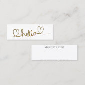 Minimale goudkalligrafie hallo harten mini visitekaartje (Voorkant / Achterkant)