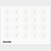 Minimale goudmonogram-envelop voor weduwen ronde sticker (Vel)