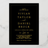 Minimale goudolie | Black Bold Names Wedding Folie Uitnodiging (Voorkant)