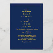 Minimale goudolie | Casual zwart huwelijk Folie Uitnodiging (Voorkant)