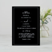 Minimale goudolie | Casual zwart huwelijk Folie Uitnodiging (Staand Voorkant)