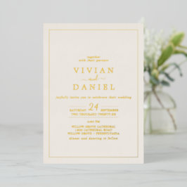 Minimale goudolie | Ivory Styled Date Weddenschap Folie Uitnodiging