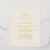 Minimale goudolie | Ivory Styled Date Weddenschap Folie Uitnodiging (Voorkant)