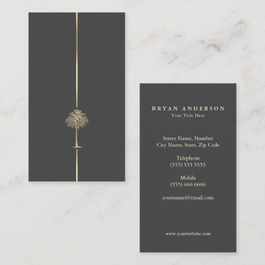 Minimale goudpalmboom visitekaartje (Voorkant / Achterkant)