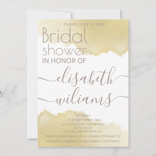 Minimale goudpenseelkalligrafie kaart (Voorkant)