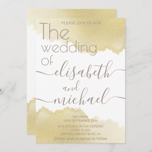 Minimale goudpenseelkalligrafie kaart (Voorkant / Achterkant)