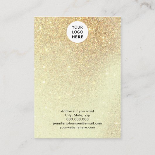 Minimale goudsieraden voor glittersieraden visitekaartje (Achterkant)
