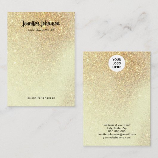 Minimale goudsieraden voor glittersieraden visitekaartje (Voorkant / Achterkant)