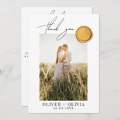 Minimale goudwas zeehondenfoto bruiloft bedankkaart (Voorkant / Achterkant)