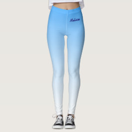 Minimale gradiënt met Jouw naam op Sky Blue Leggings
