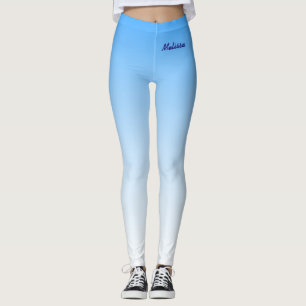 Minimale gradiënt met Jouw naam op Sky Blue Leggings