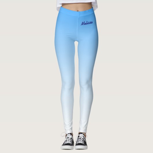 Minimale gradiënt met Jouw naam op Sky Blue Leggings (Voorkant)