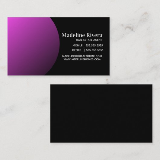 Minimale gradiënt Paars Real Estate Agent Visitekaartje (Voorkant / Achterkant)