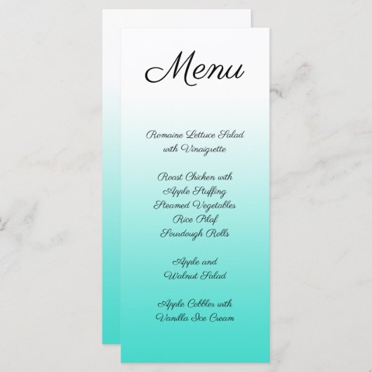 Minimale gradiënt Turquoise Menu (Voorkant / Achterkant)