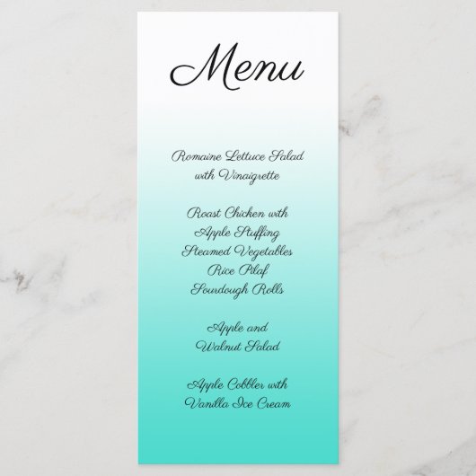 Minimale gradiënt Turquoise Menu (Voorkant)