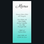 Minimale gradiënt Turquoise Menu<br><div class="desc">Creëer uw eigen minimalistische design wit tot helder turquoise ombre bruiloft menu. Pas de tekst aan zoals nodig. Verander de doopvontstijl, grootte of kleur.</div>
