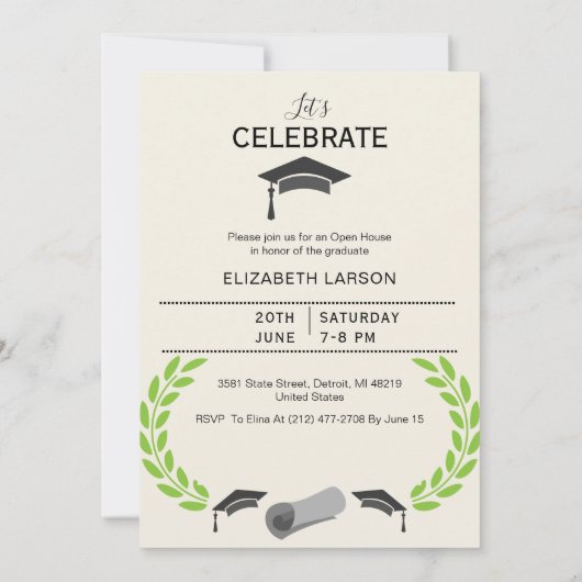 Minimale Graduation Party Celebration Aangepaste f Kaart (Achterkant)