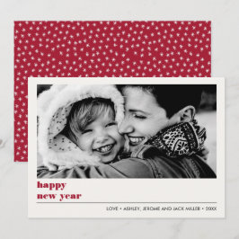 Minimale Grafiek | Robijnrood Gelukkig nieuwjaar F Kaart