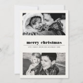 Minimale Grafiek | Zwarte Prettig Kerstfeest 2 Fot Kaart (Voorkant)