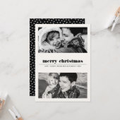 Minimale Grafiek | Zwarte Prettig Kerstfeest 2 Fot Kaart (Voorkant / Achterkant in situ)