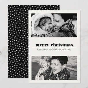 Minimale Grafiek Zwarte Prettig Kerstfeest 2 Fot Kaart