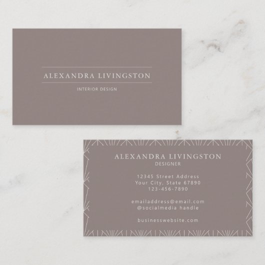Minimale grafische creatieve kunst Deco Taupe Brow Visitekaartje (Voorkant / Achterkant)