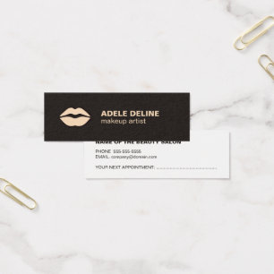 Minimale grafische donkergrijze lips maken benoemi mini visitekaartjes