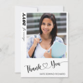 Minimale grafische foto legant Script Heart Afstud Bedankkaart (Voorkant)