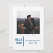 Minimale grafische foto Opslaan datum | Blauw Save The Date (Voorkant)