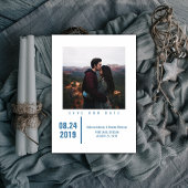 Minimale grafische foto Opslaan datum | Blauw Save The Date