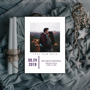 Minimale grafische foto Opslaan datum PAARS Save The Date