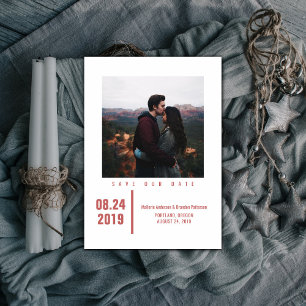 Minimale grafische foto Opslaan datum Rood Save The Date