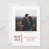 Minimale grafische foto Opslaan datum | Rood Save The Date (Voorkant)