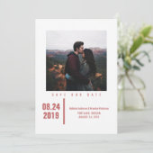 Minimale grafische foto Opslaan datum | Rood Save The Date (Staand voorkant)