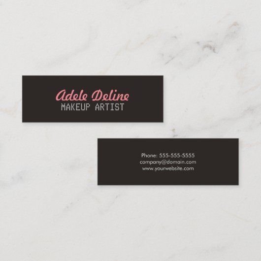 Minimale grafische grijze roze Makeup artiest Mini Visitekaartje (Voorkant / Achterkant)