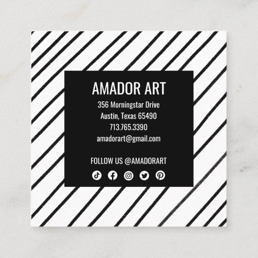 Minimale grafische handgemaakte lijnen zwart-wit e kortingskaartje (Achterkant)