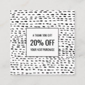 Minimale grafische handgemaakte Stippen zwart-wit Kortingskaartje (Voorkant)